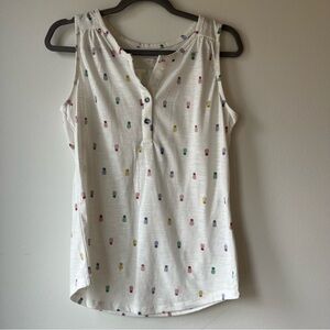 Ricki’s basics sleeveless pineapple print Henley tank top size small summer